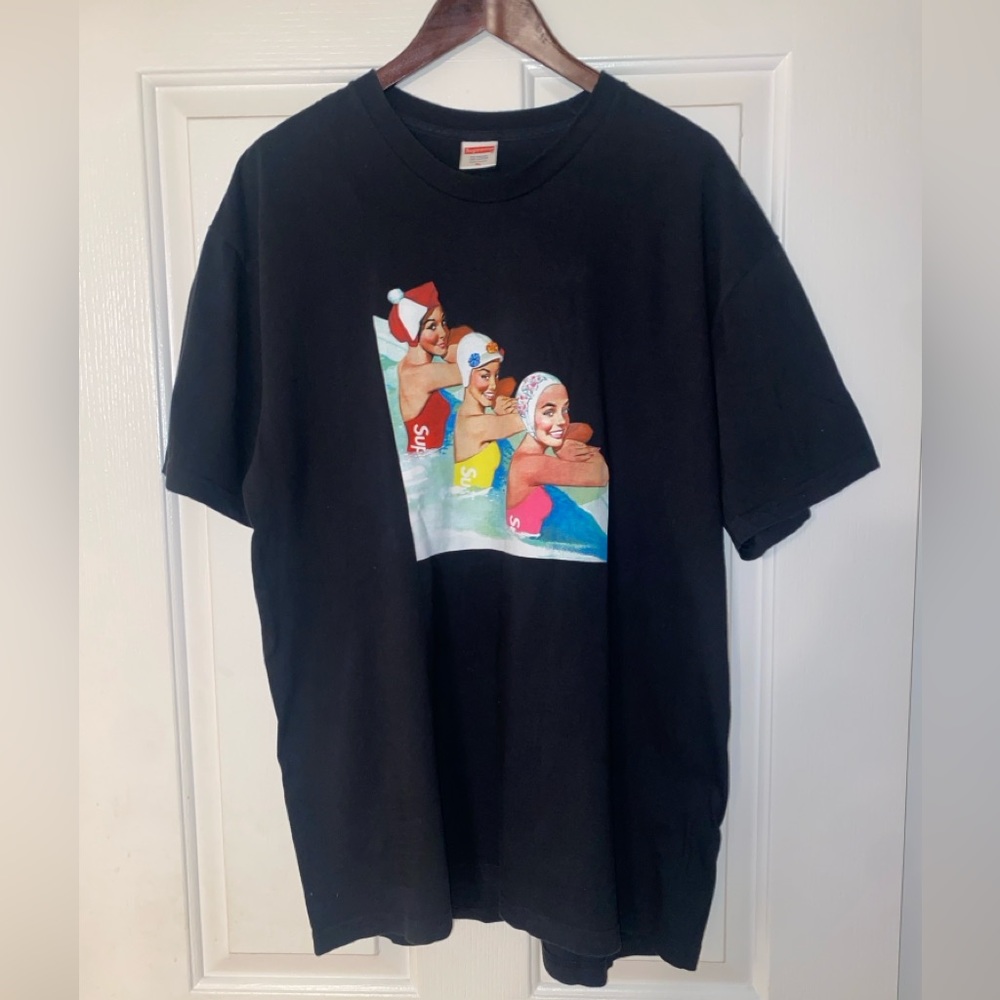 Supreme New York Lady Swimmers Black Mens XL Size Graphic Tee Shirt Top